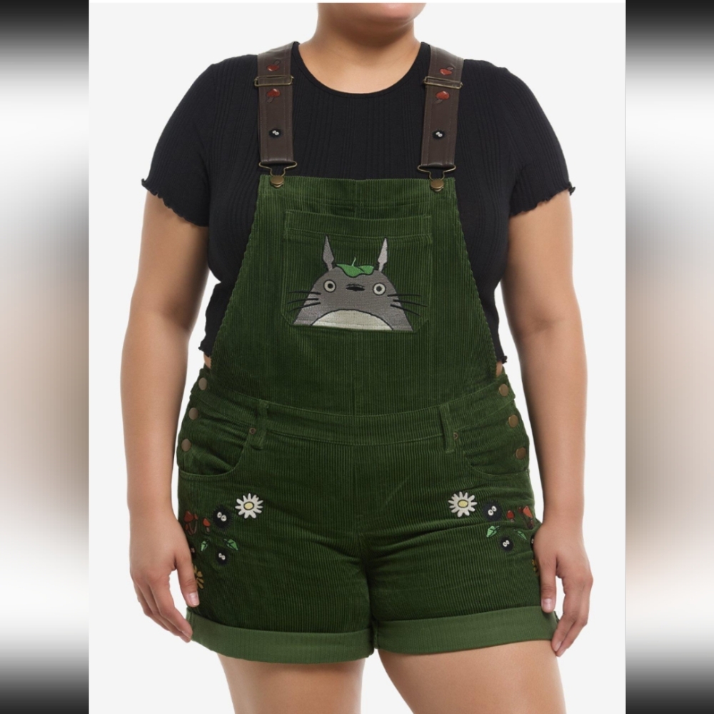 Studio Ghibli® My Neighbor Totoro Embroidered Corduroy Shortalls Plus Size